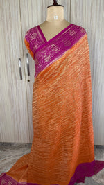 Orange and Rani Pink Crush Tissue Saree