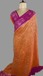 Orange and Rani Pink Crush Tissue Saree