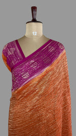Orange and Rani Pink Crush Tissue Saree