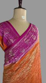 Orange and Rani Pink Crush Tissue Saree