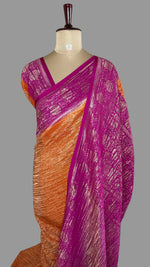 Orange and Rani Pink Crush Tissue Saree