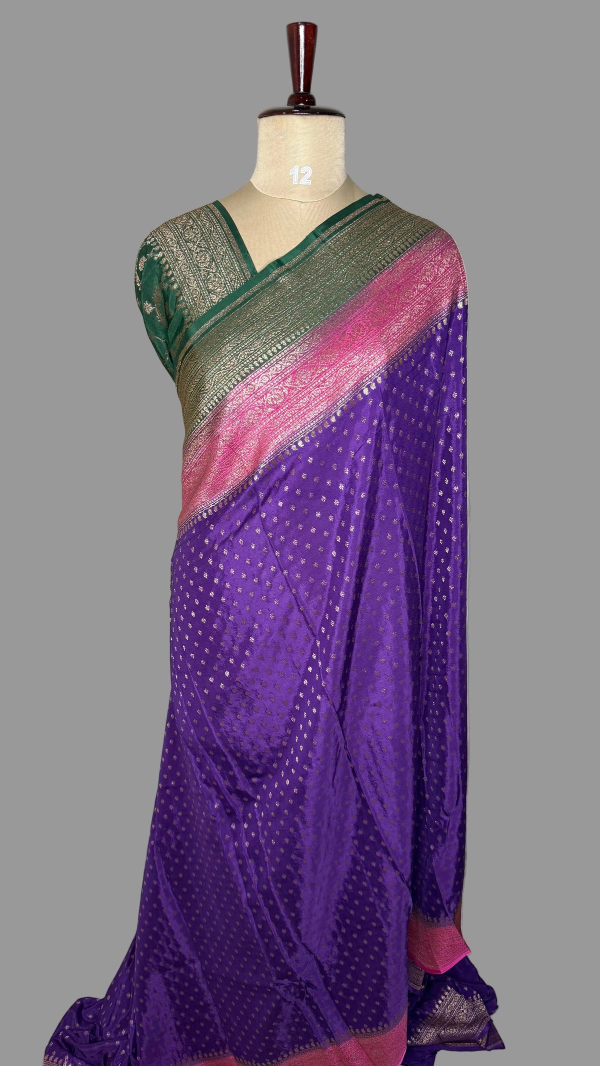 Purple Banarasi Crepe 3D Saree