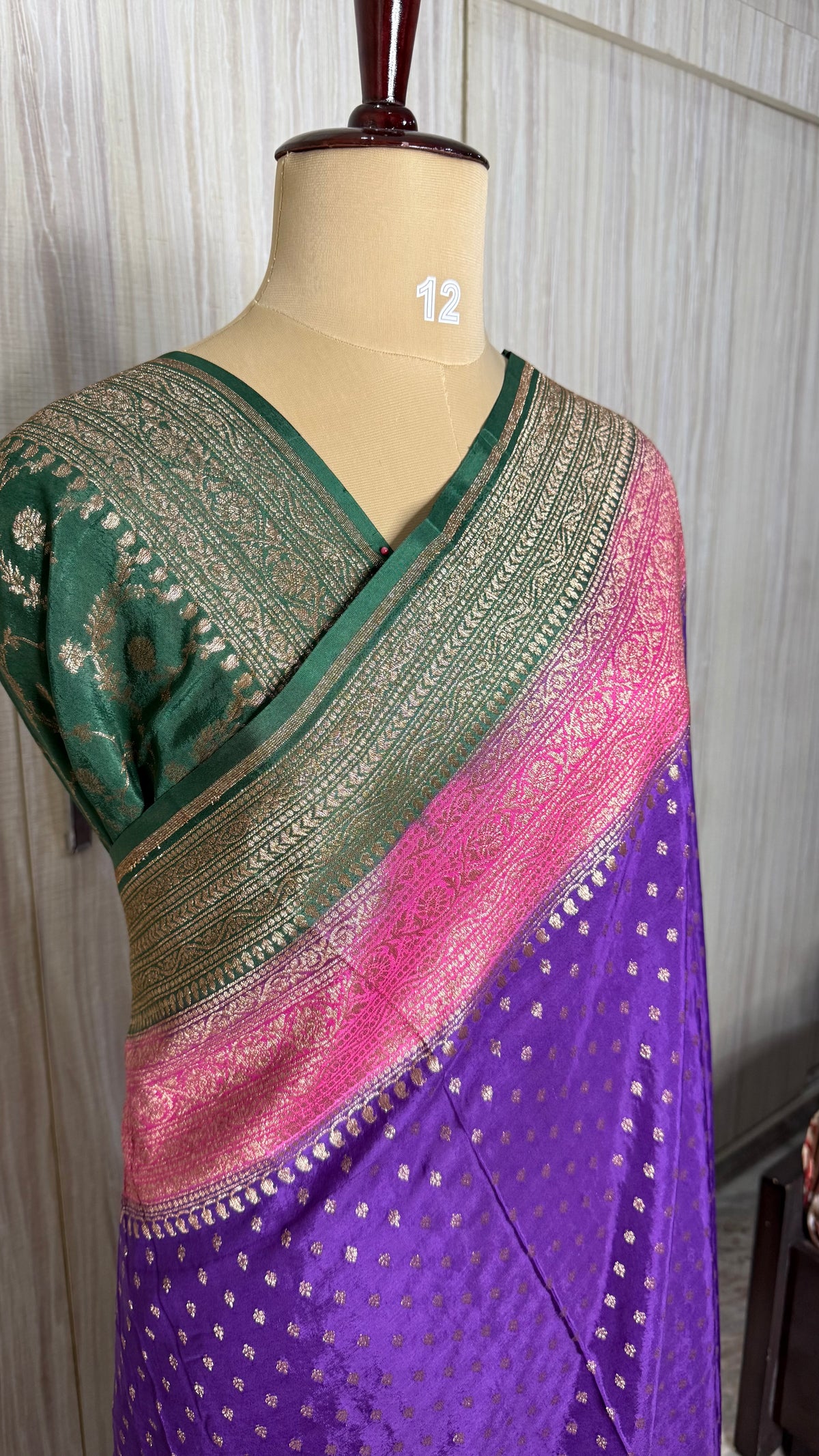 Purple Banarasi Crepe 3D Saree