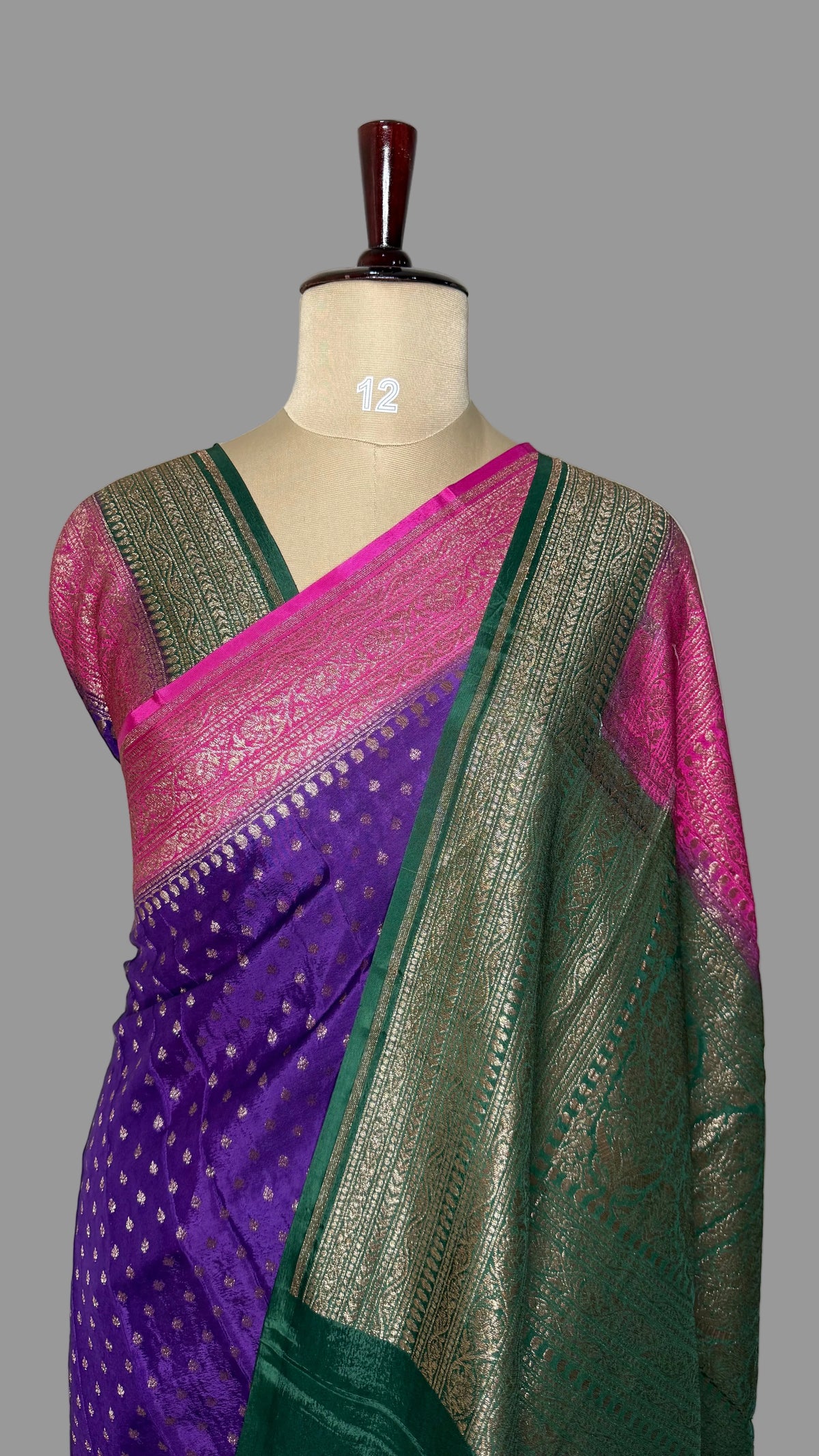 Purple Banarasi Crepe 3D Saree