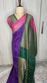 Purple Banarasi Crepe 3D Saree