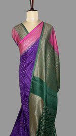 Purple Banarasi Crepe 3D Saree