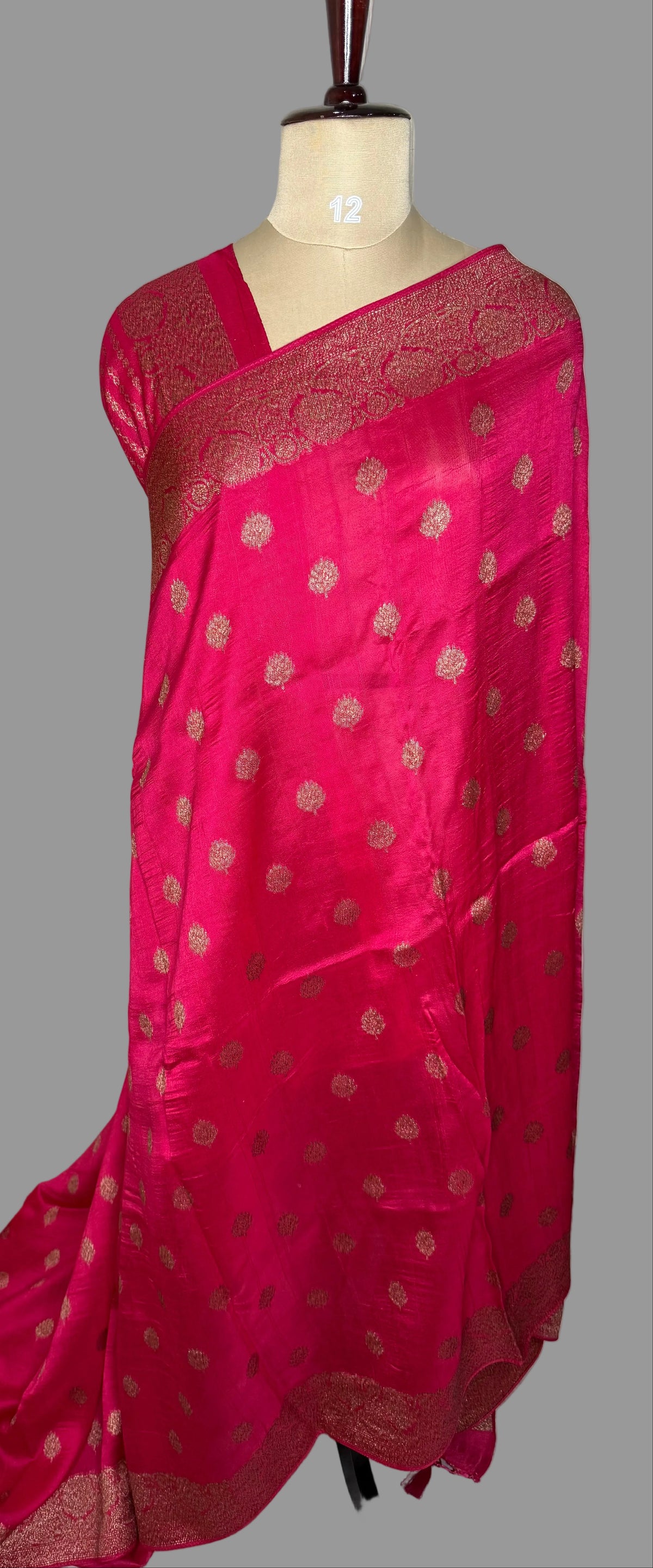Pink Tussar Gorgette Saree