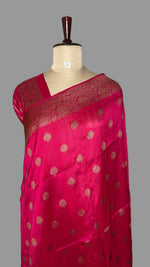 Pink Tussar Gorgette Saree