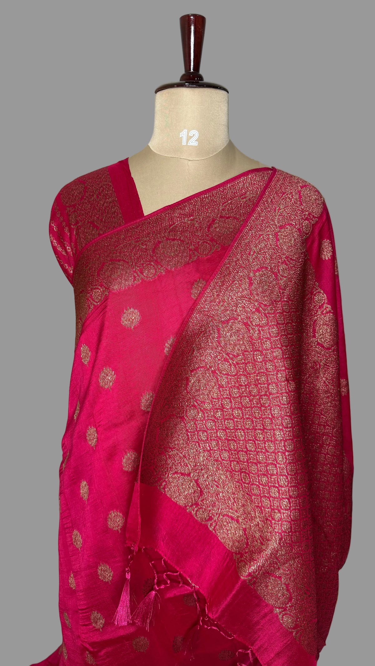 Pink Tussar Gorgette Saree