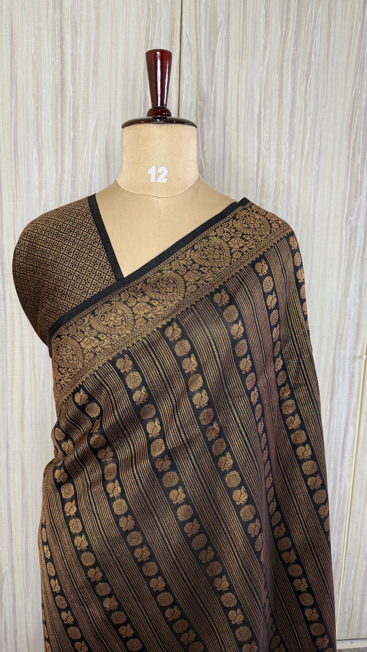 Black Linen with Brocade Saree
