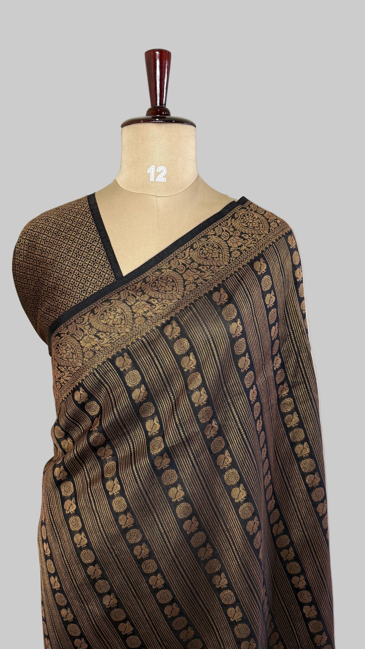Black Linen with Brocade Saree
