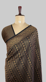 Black Linen with Brocade Saree
