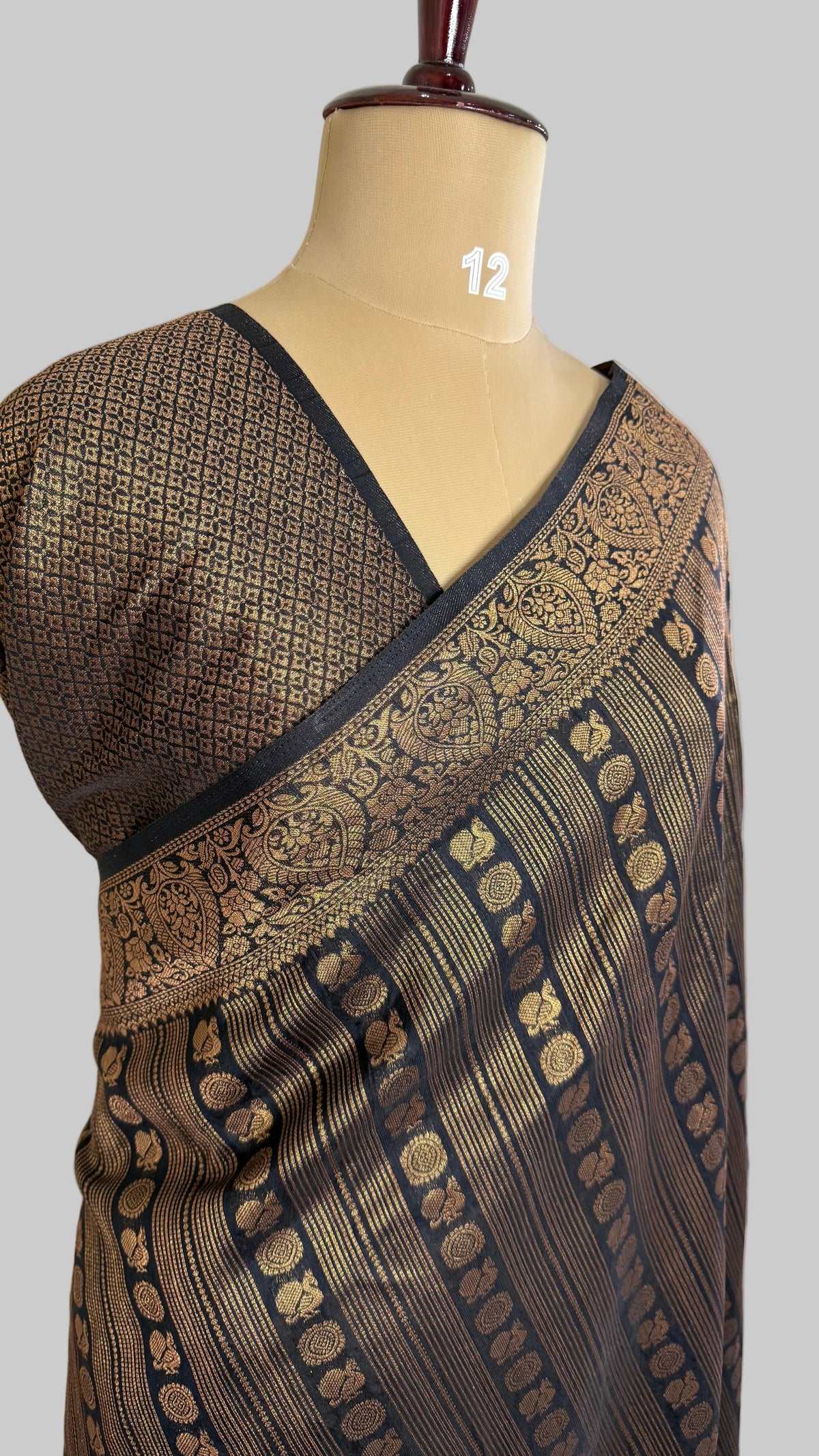 Black Linen with Brocade Saree