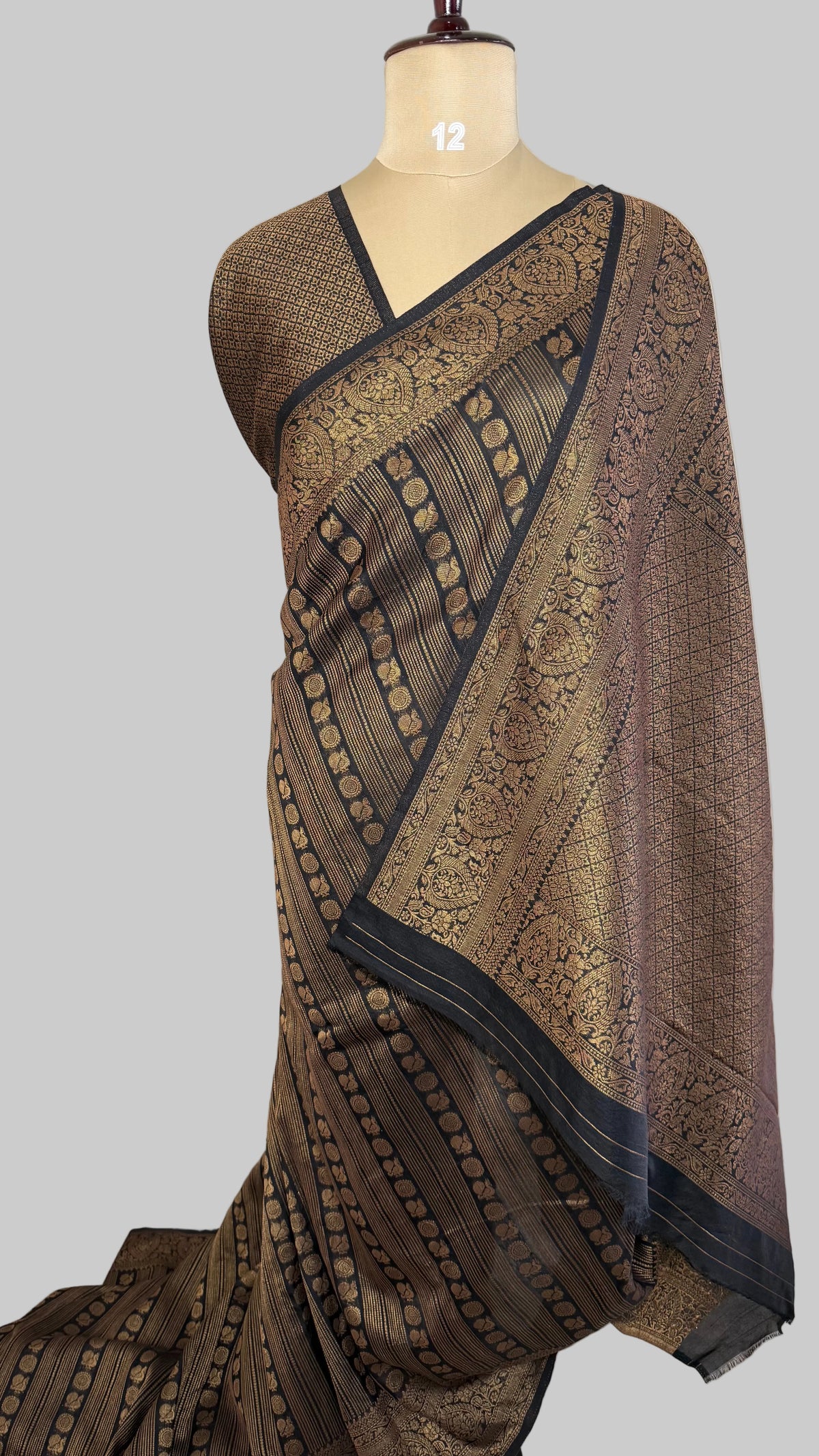 Black Linen with Brocade Saree