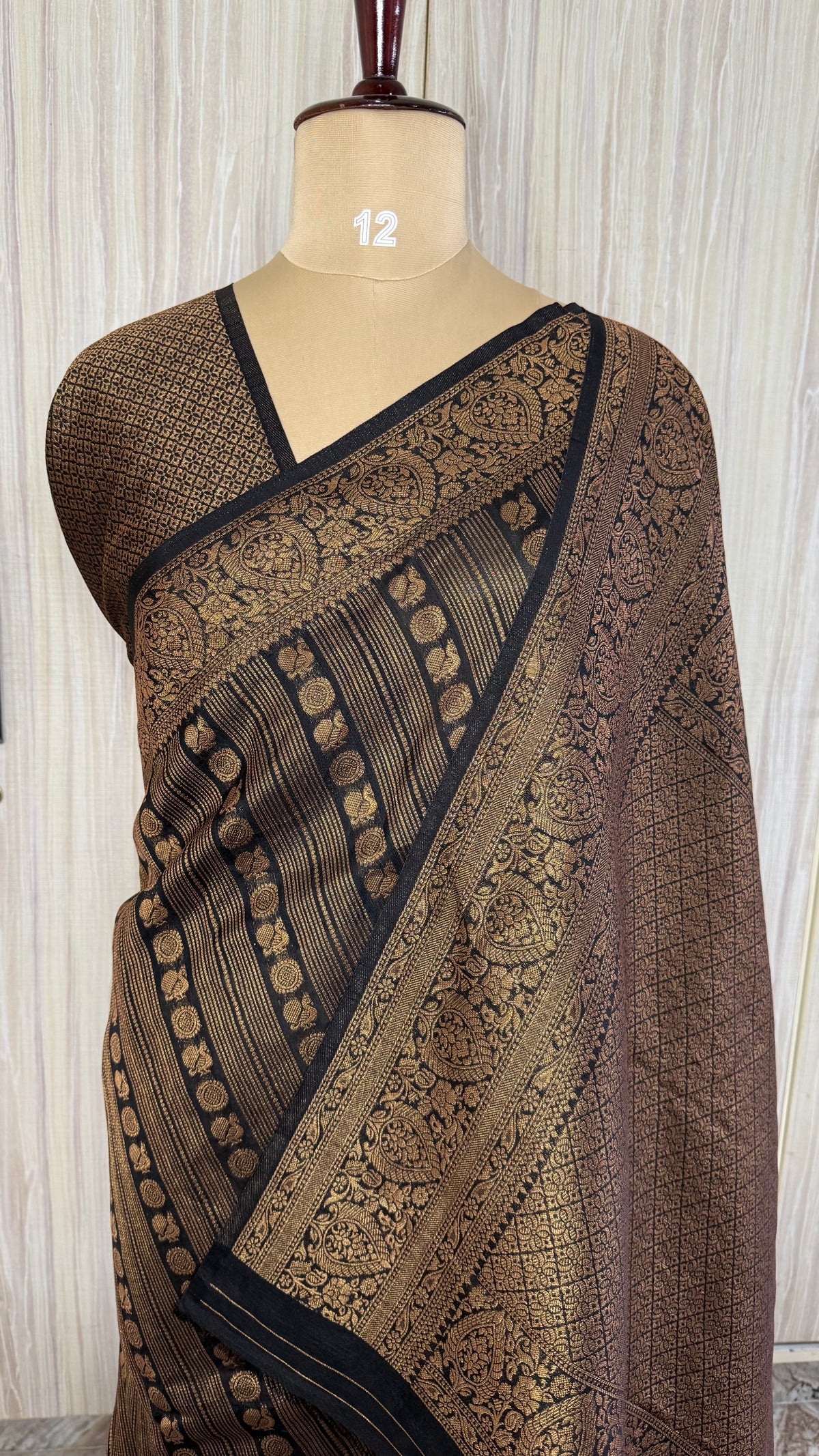 Black Linen with Brocade Saree