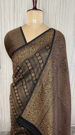 Black Linen with Brocade Saree