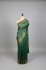 Green Linen with Brocade Saree