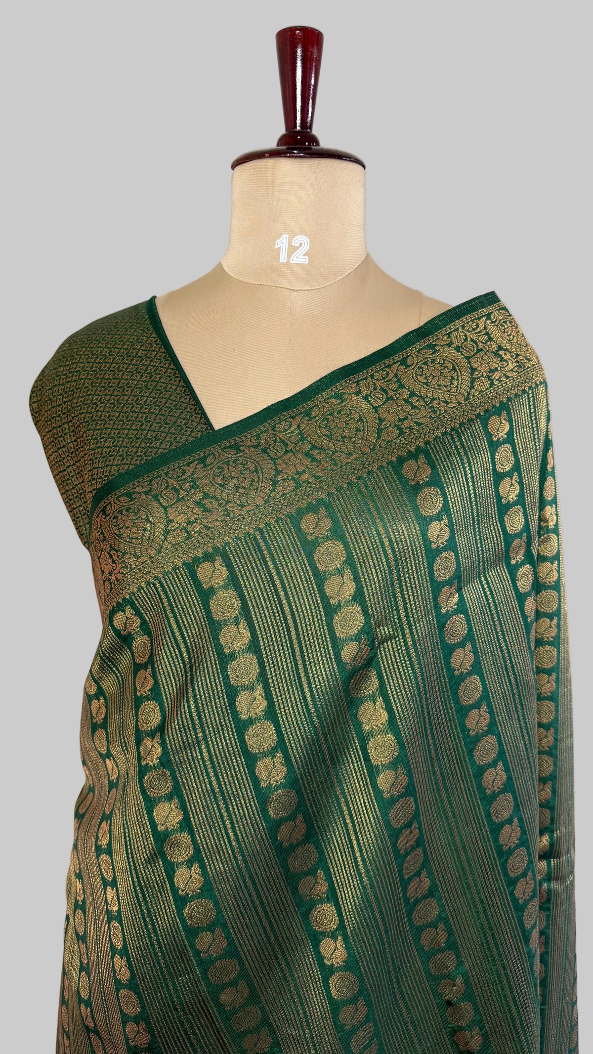 Green Linen with Brocade Saree