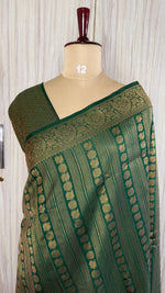 Green Linen with Brocade Saree