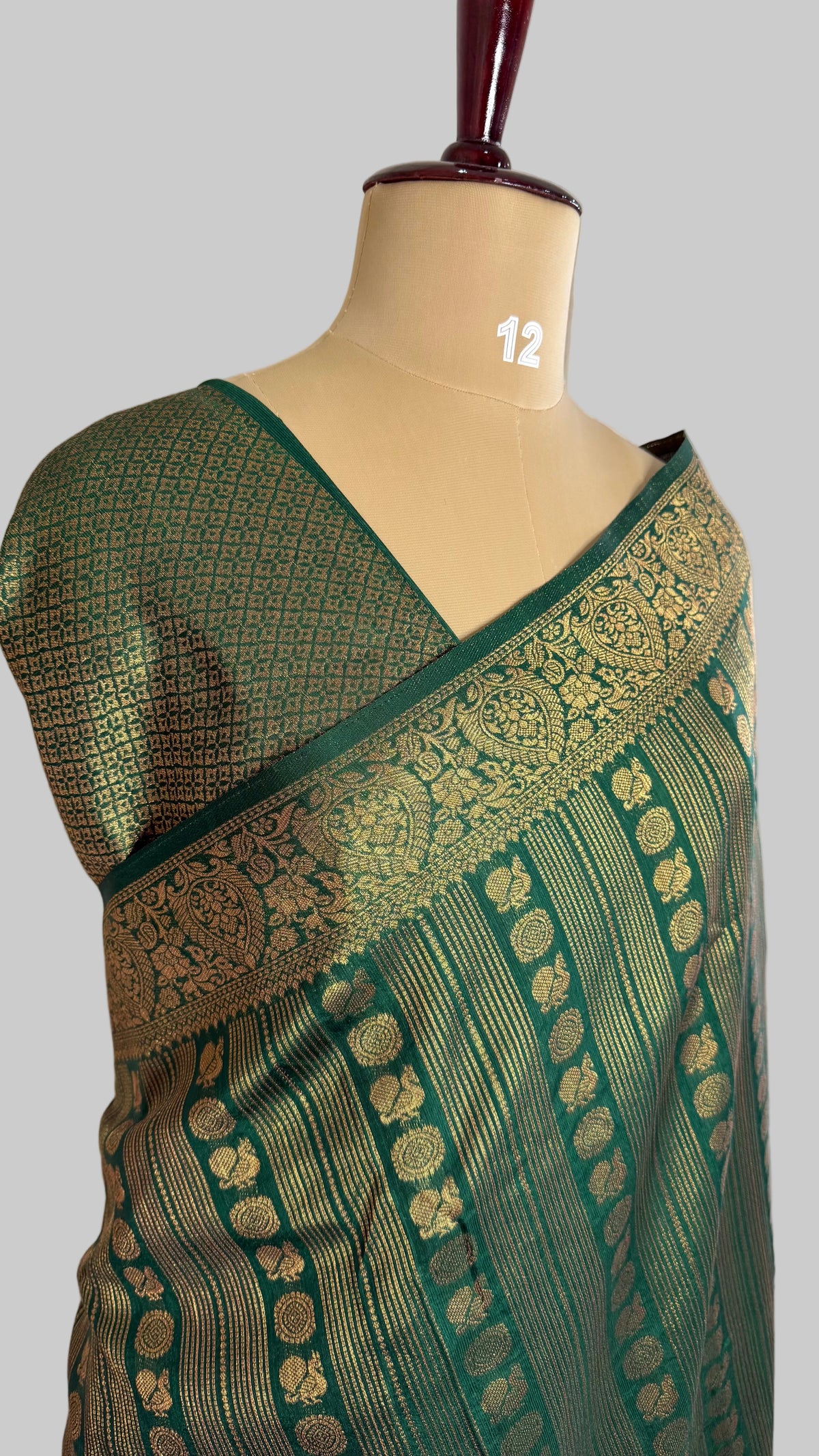 Green Linen with Brocade Saree