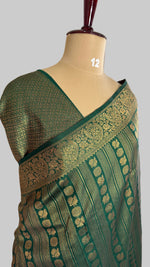 Green Linen with Brocade Saree