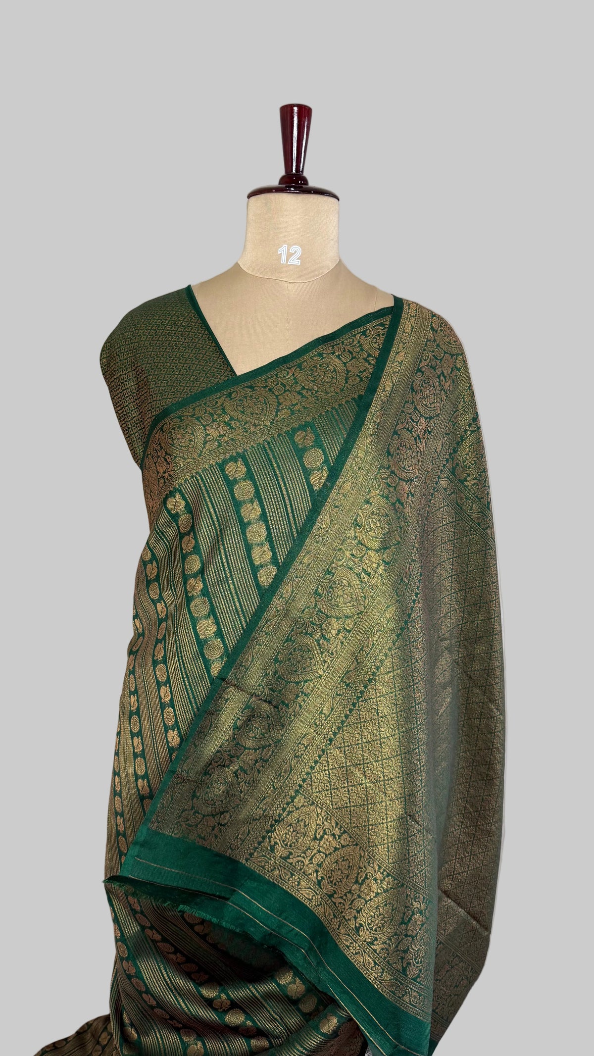 Green Linen with Brocade Saree