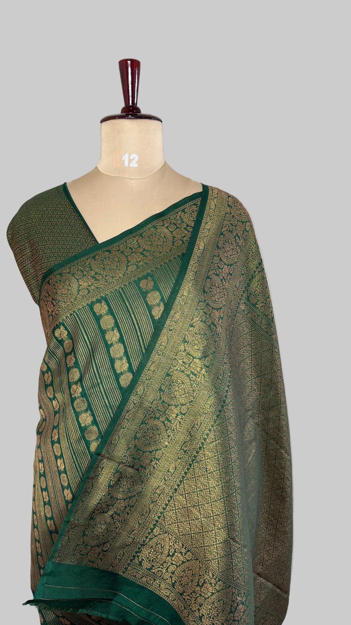 Green Linen with Brocade Saree