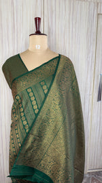 Green Linen with Brocade Saree