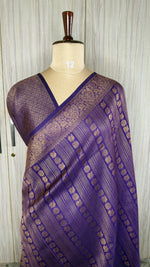 Purple Linen with Brocade Saree