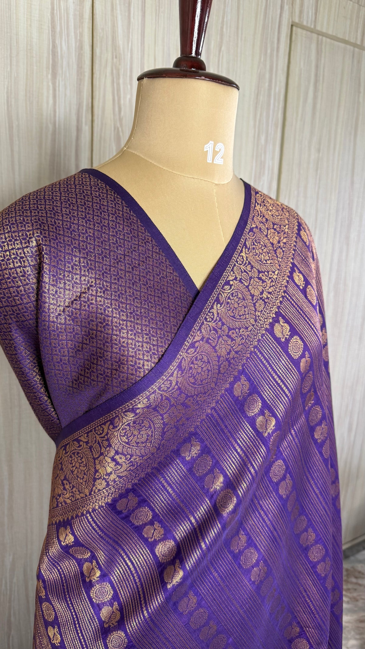 Purple Linen with Brocade Saree