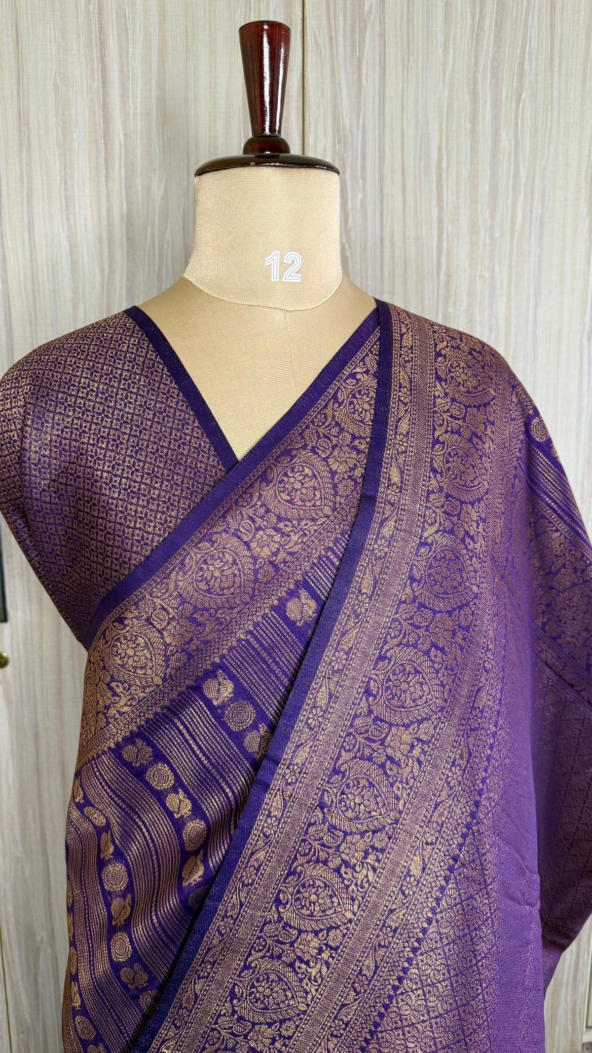 Purple Linen with Brocade Saree