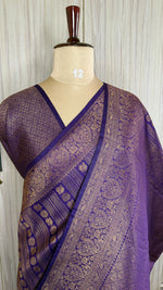 Purple Linen with Brocade Saree