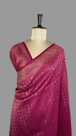 Rani Pink Linen with Brocade Saree