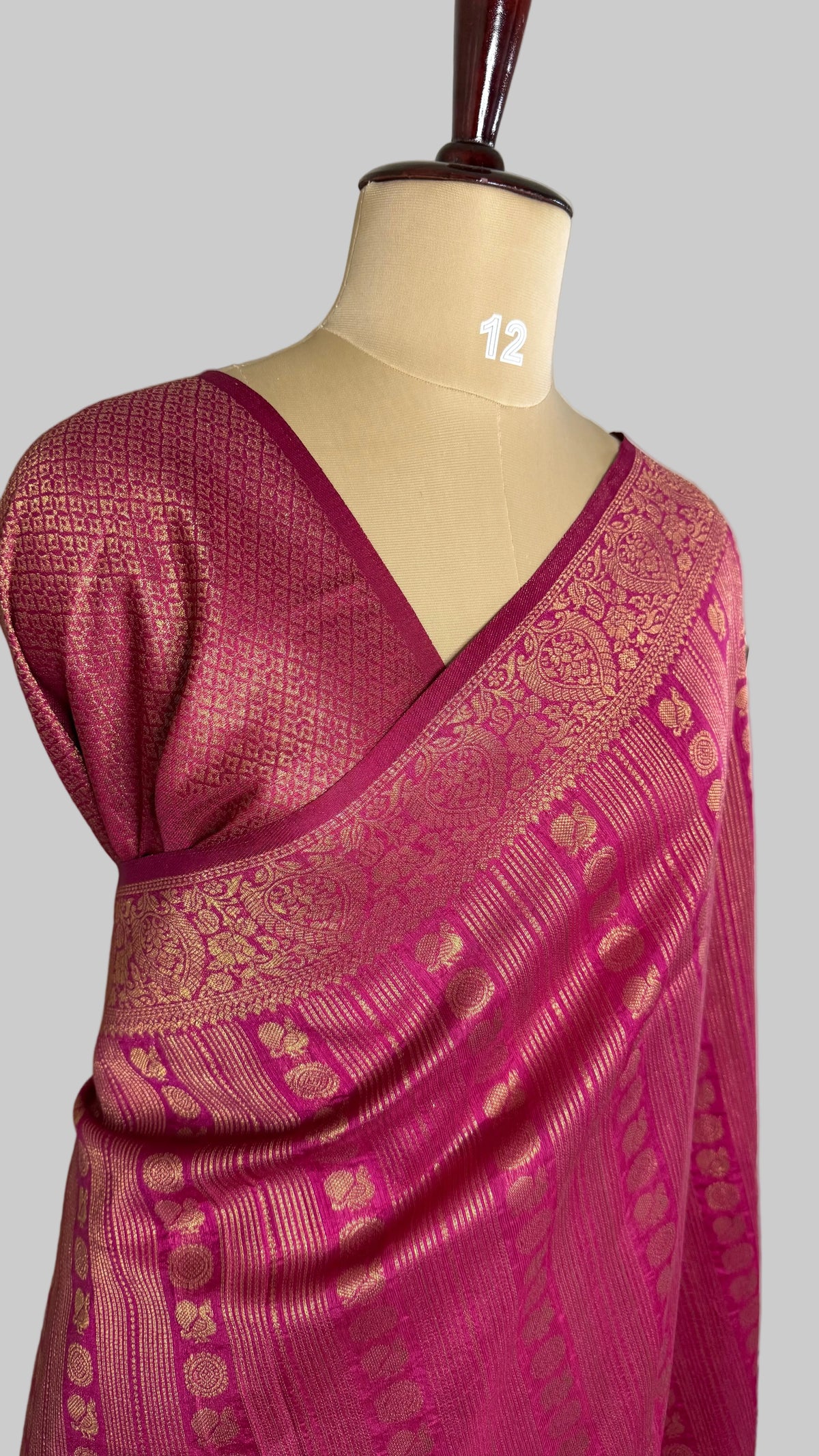 Rani Pink Linen with Brocade Saree