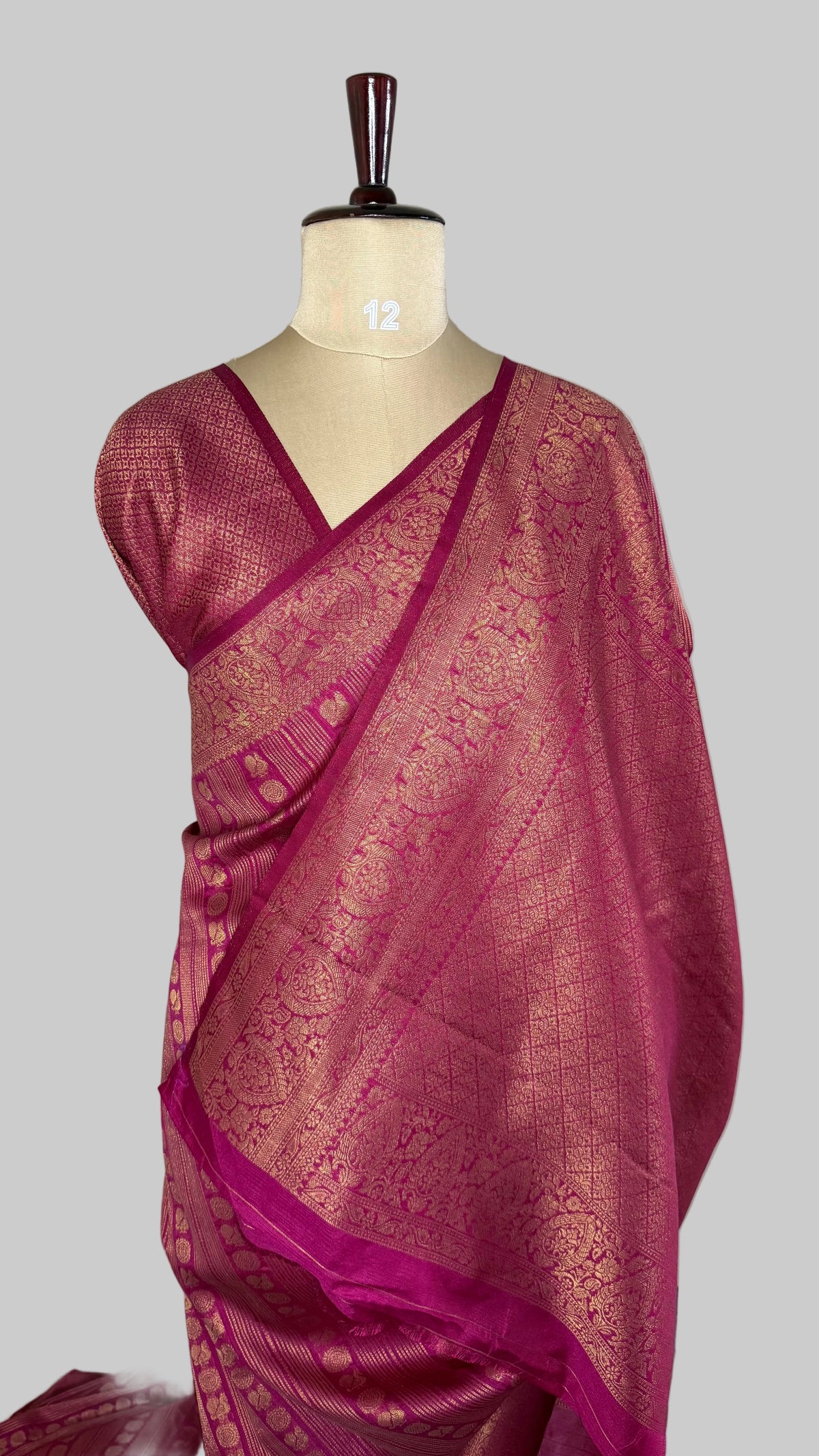 Rani Pink Linen with Brocade Saree
