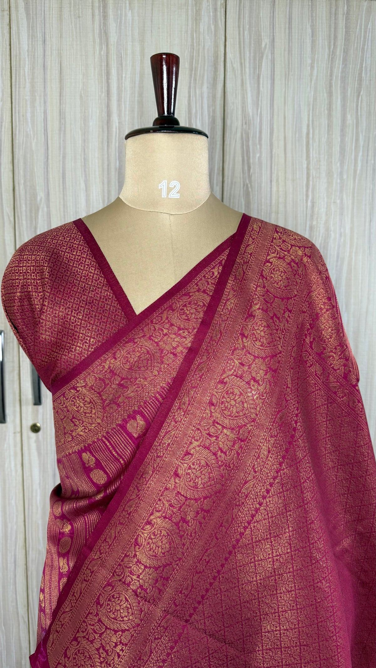 Rani Pink Linen with Brocade Saree
