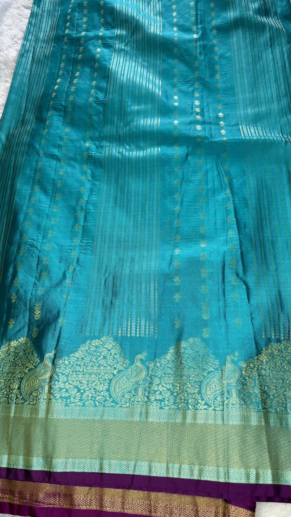 Sky Blue n Megenta Pink Semi Silk