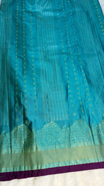 Sky Blue n Megenta Pink Semi Silk