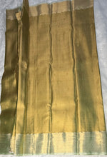 Gold n Pastel Blue Tissue Saree
