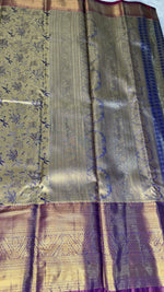 Purple n Gold Brocade Tissue Semi Silk