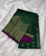 Leaf Green n Megenta Pink Semi Silk