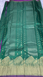 Leaf Green n Megenta Pink Semi Silk