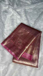 Baby Pink Tissue Semi Silk Gold Zari Saree