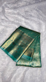 Pista Green Tissue Semi Silk Gold Zari