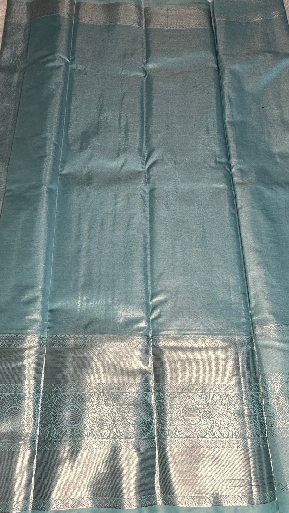 Pastel Blue Tissue Semi Silk Silver Zari Saree