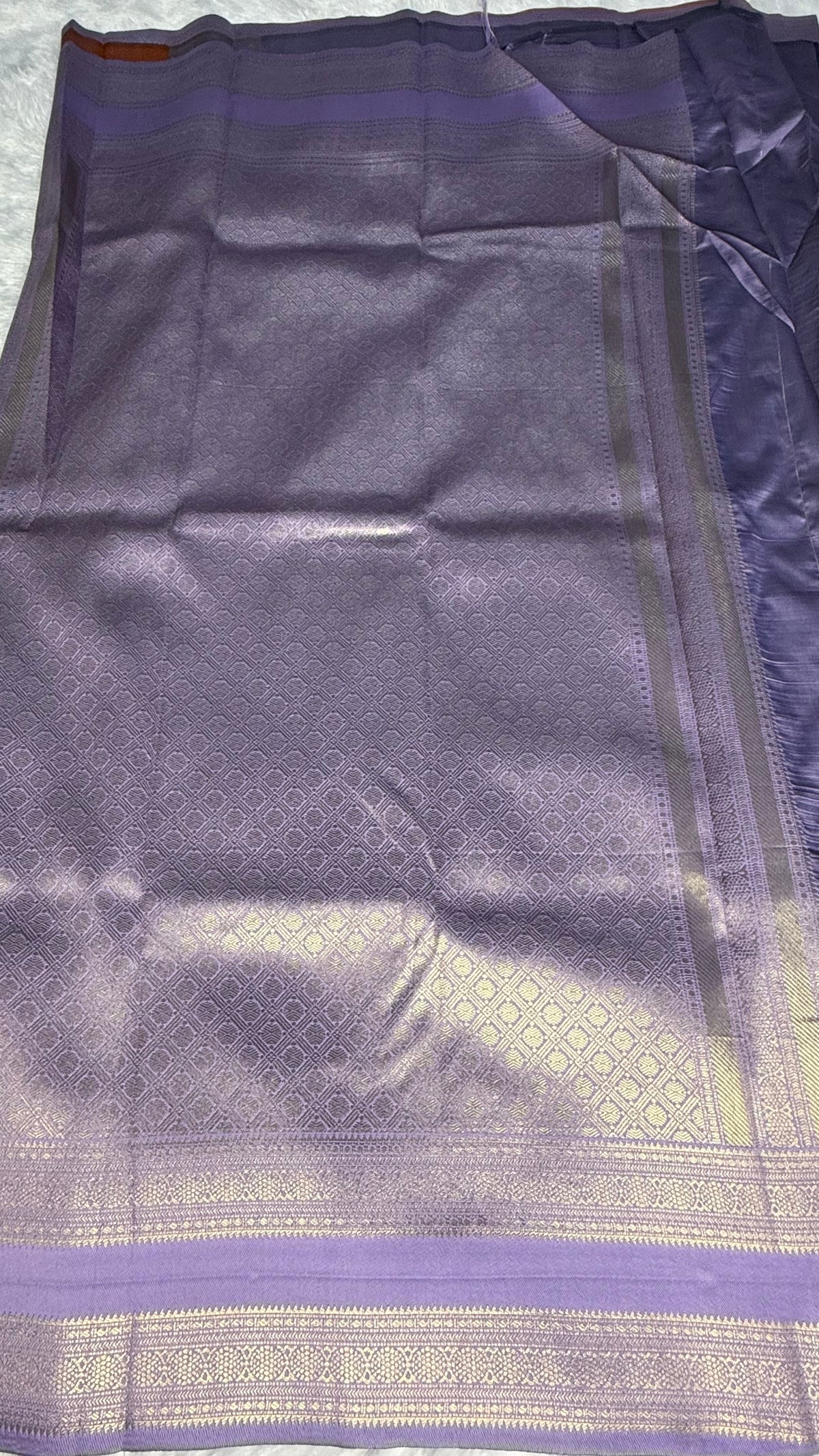 Rust Orange n Lilac Semi Soft Silk