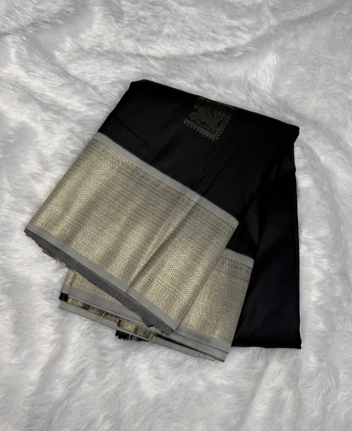 Black n Ash Grey Semi Soft Silk