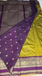 Mustard n Purple Semi Soft Silk