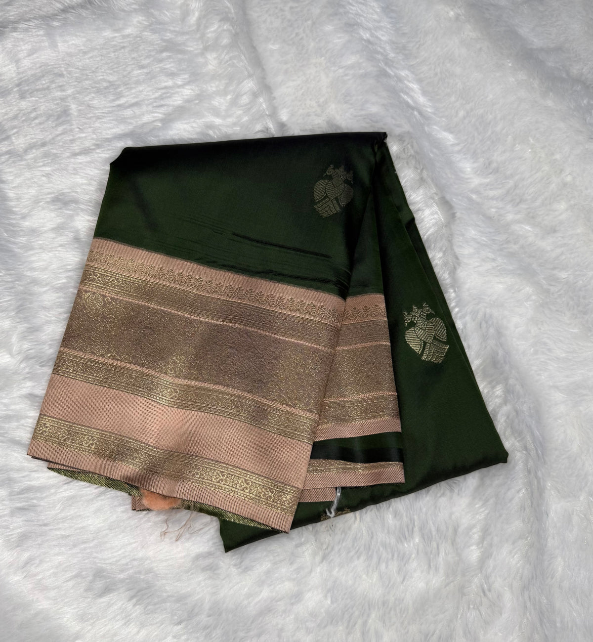 Green n Peach Semi Soft Silk