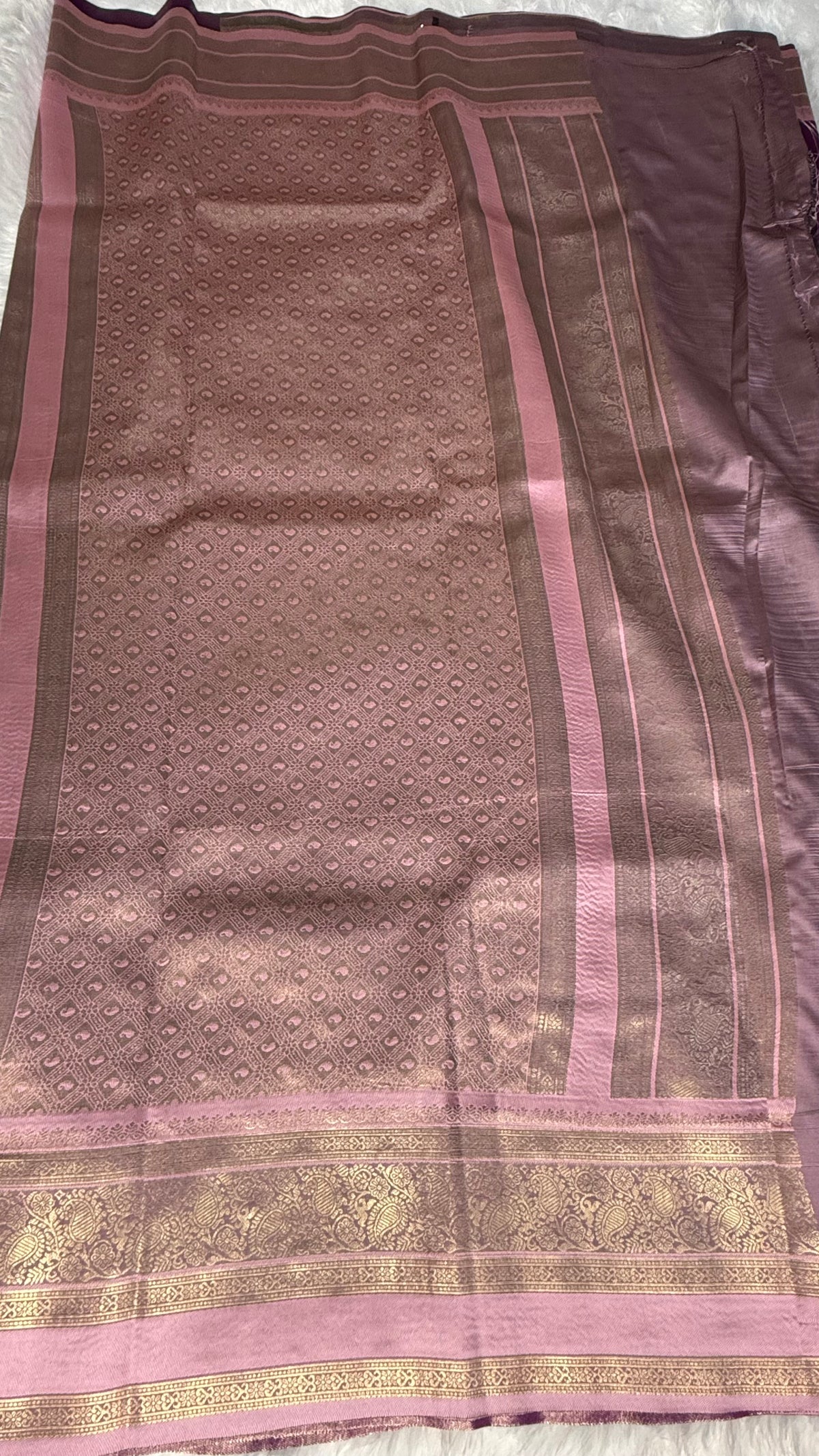 Wine Purple n Baby Pink Semi Soft Silk